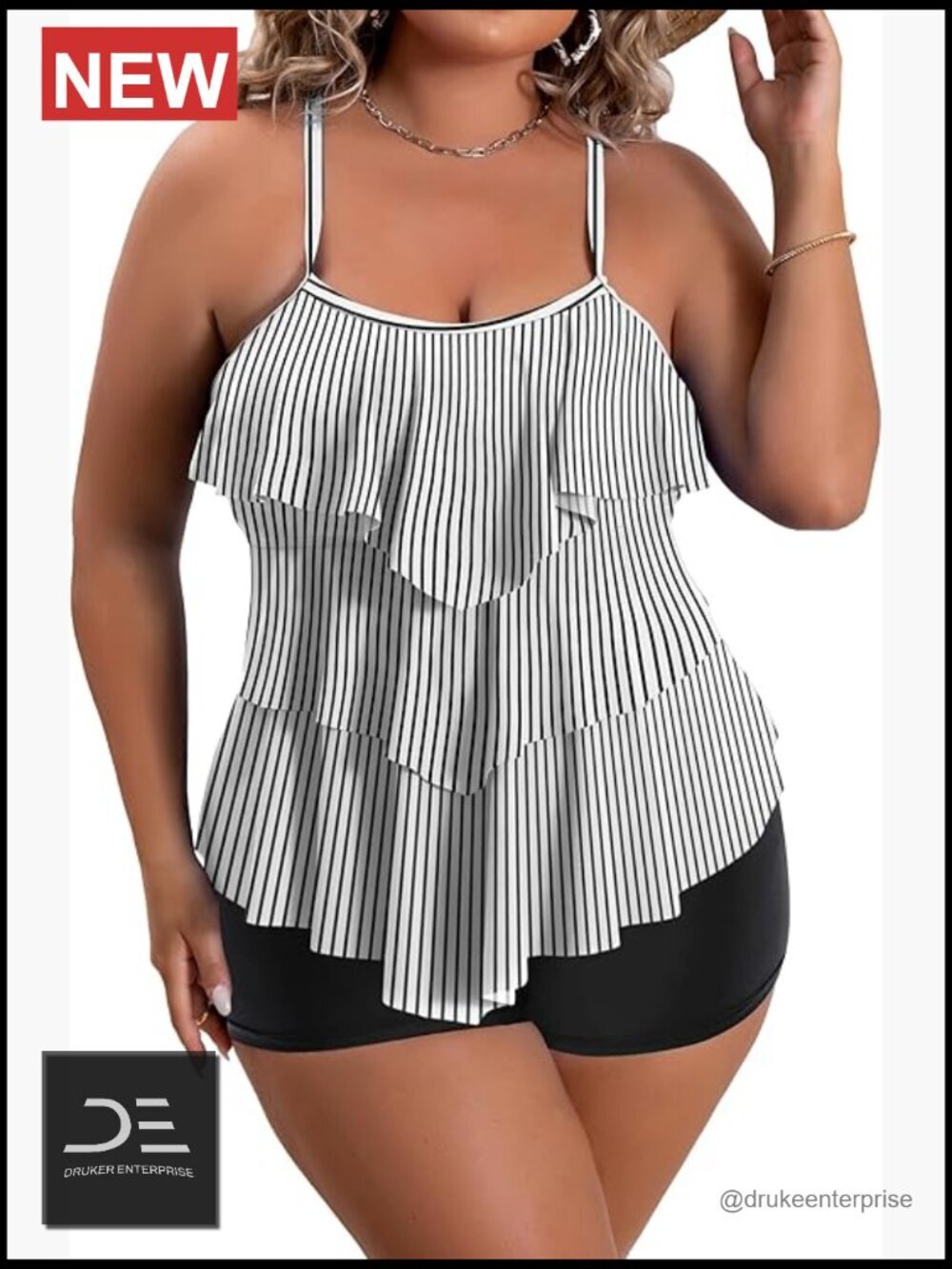 Plus Size Tankini Swimsuits Tummy Control Two Piece Bathing Suit Ruffled